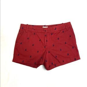 Telluride red with navy blue embroidered sailboat shorts size 6